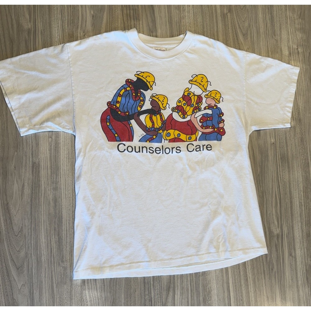 Vtg 90s Counselors Care Hanes Heavyweight‎ L Graphic Tee Brian Joseph Bydee